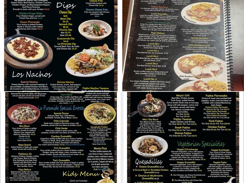 La Piramide Menu