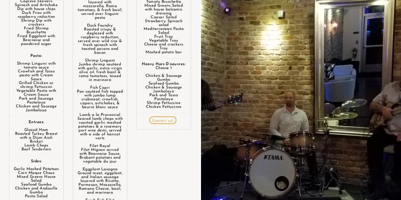 Foundry on the Bayou Menu