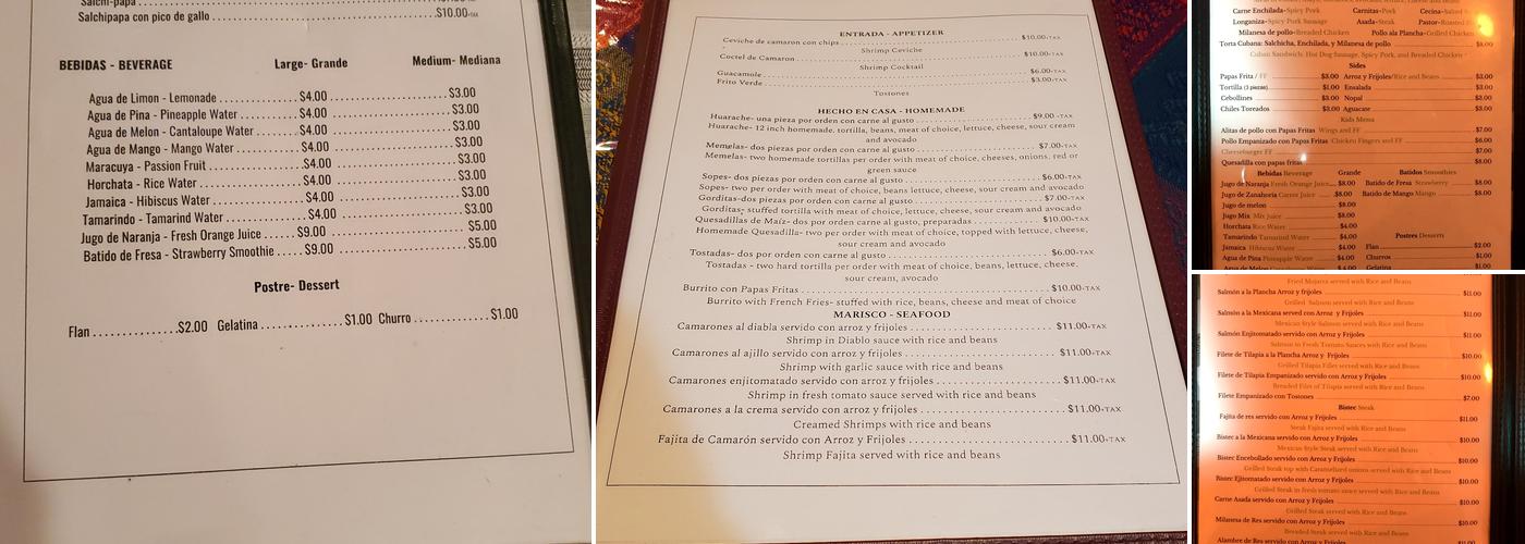 El Pastor Menu