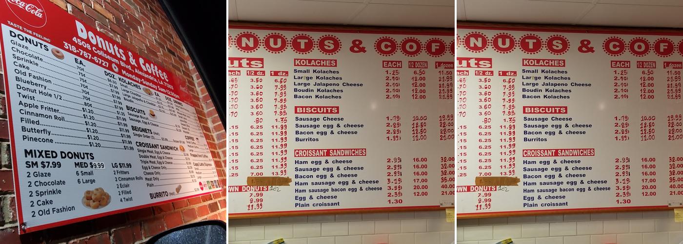 Donuts, Coffee, and More Menu
