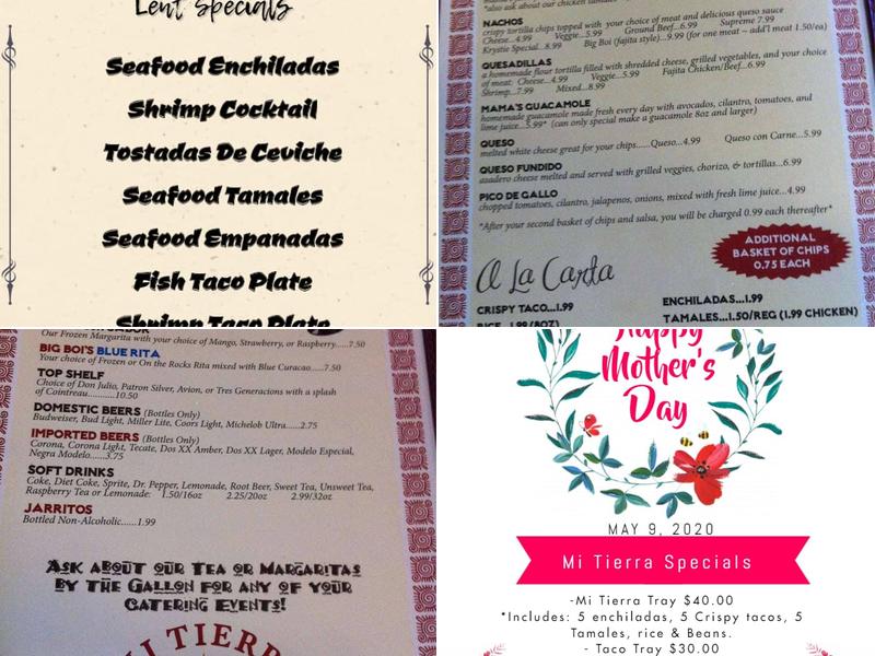 Mi Tierra Restaurante Mexicano - Forest Hill Menu