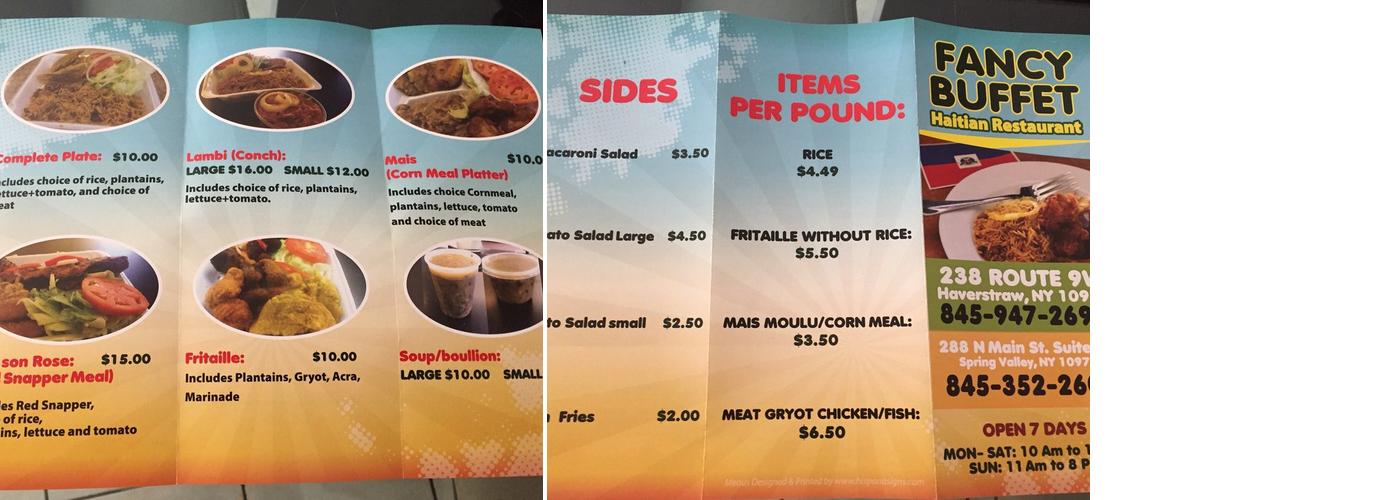Fancy buffett Menu