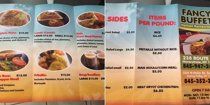 Fancy buffett Menu