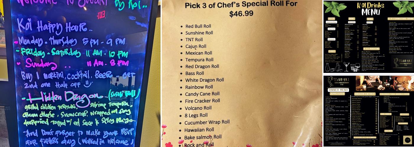 Tsubaki Sushi & Hibachi by Koi Menu