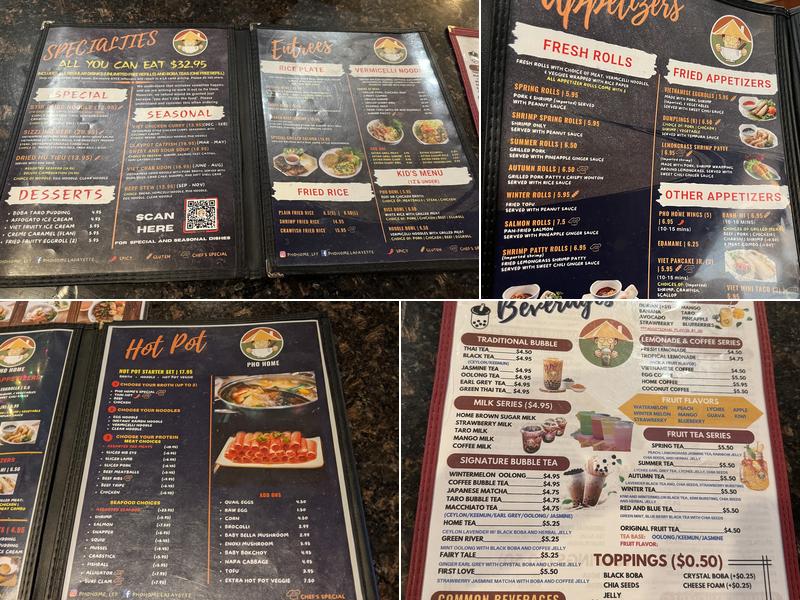 Pho Home Menu