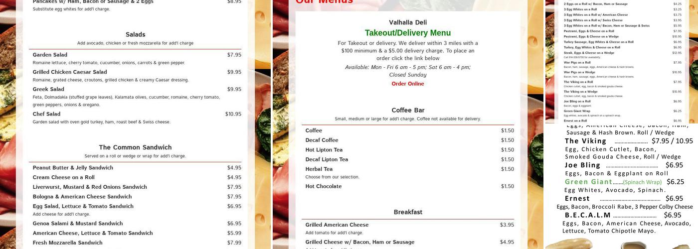 Valhalla Deli Menu