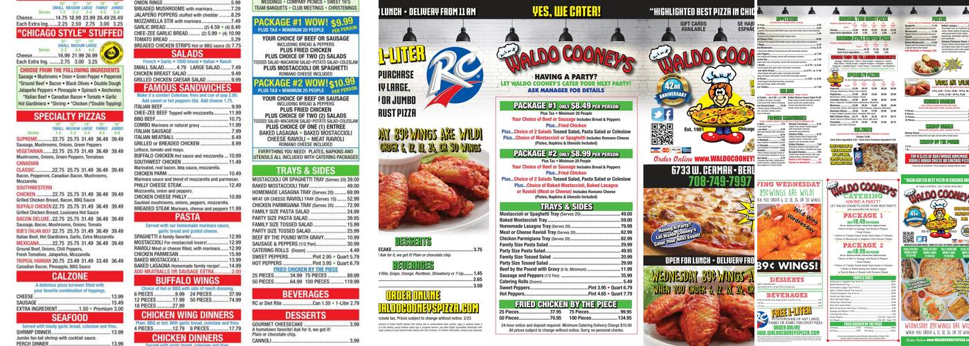 Waldo Cooney's Pizza Menu