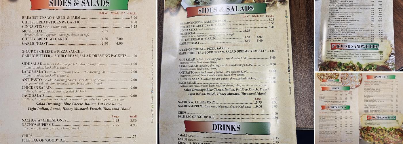 Gabe's Pizza Menu