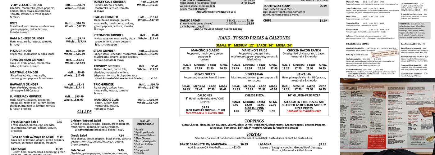 Mancino's of Kokomo Menu