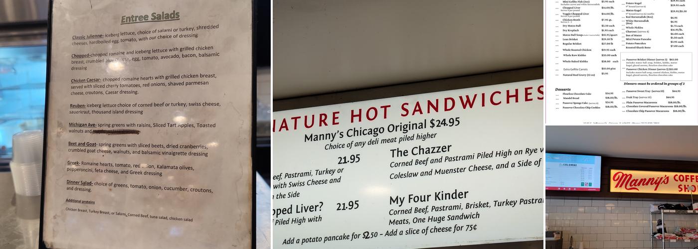 Manny's Cafeteria & Delicatessen Menu