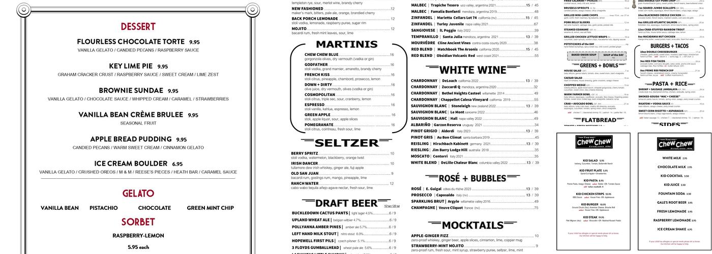 The Chew Chew Menu