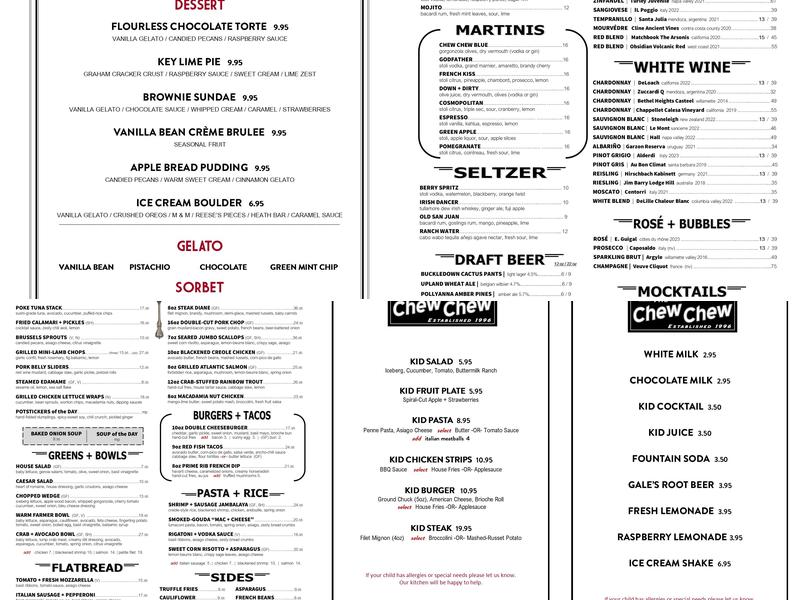 The Chew Chew Menu