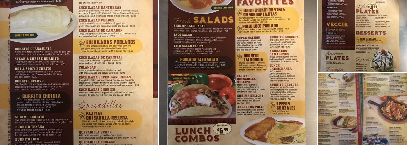 El Chile Poblano Restaurant Menu