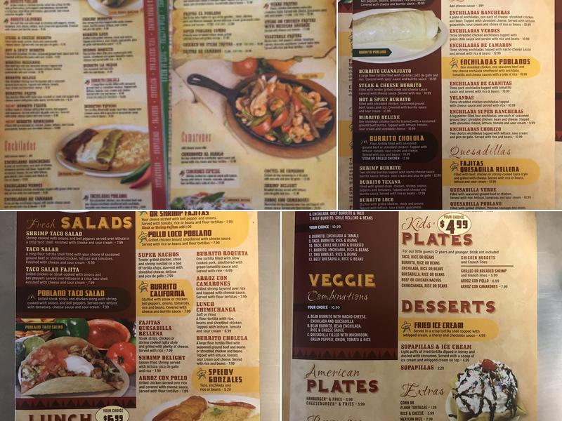 El Chile Poblano Restaurant Menu