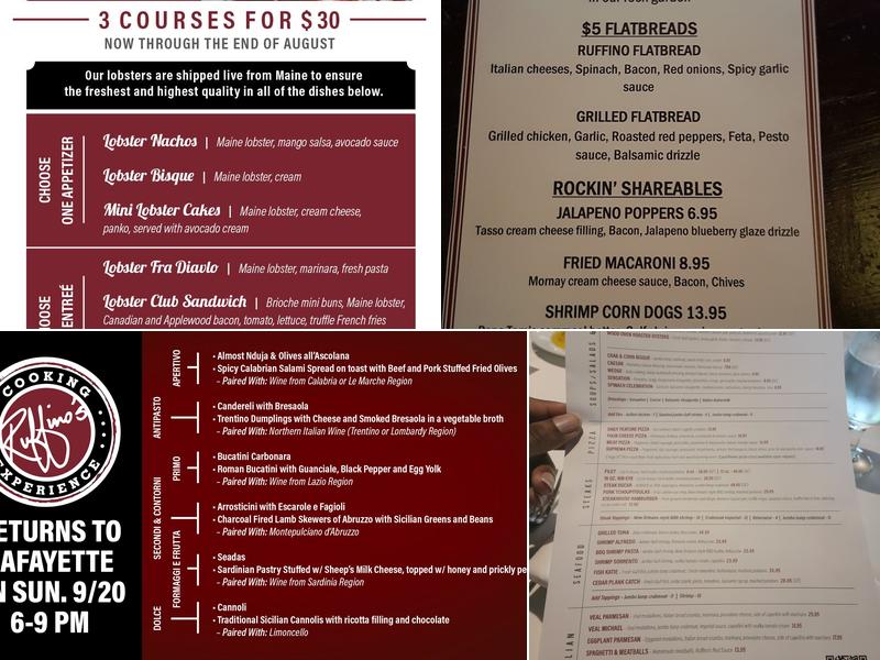 Ruffino's On The River Menu