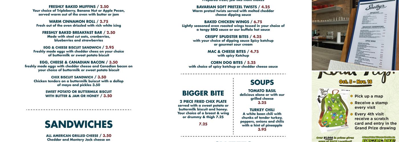 Shelby's Menu