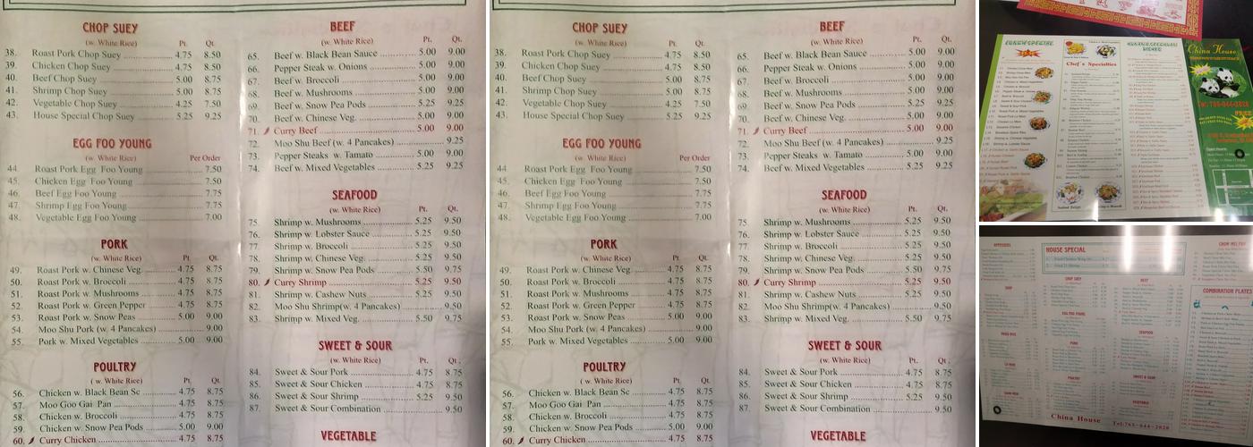 China House Menu