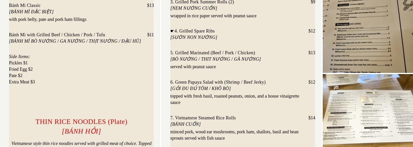 Saigonese Menu
