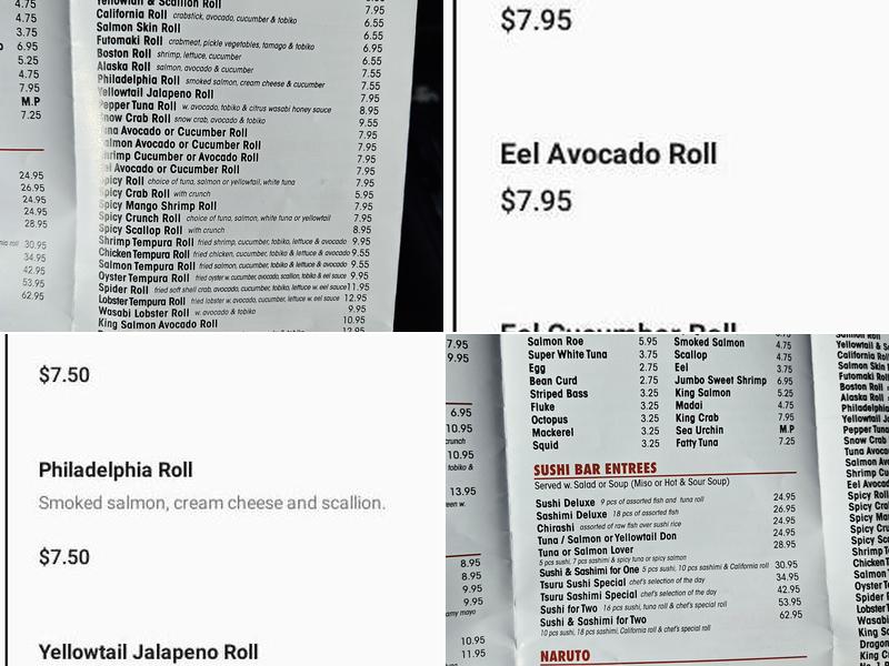 Tsuru Japanese Cuisine Menu