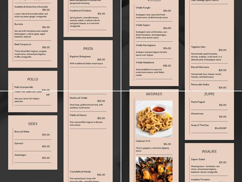 Sapori Menu