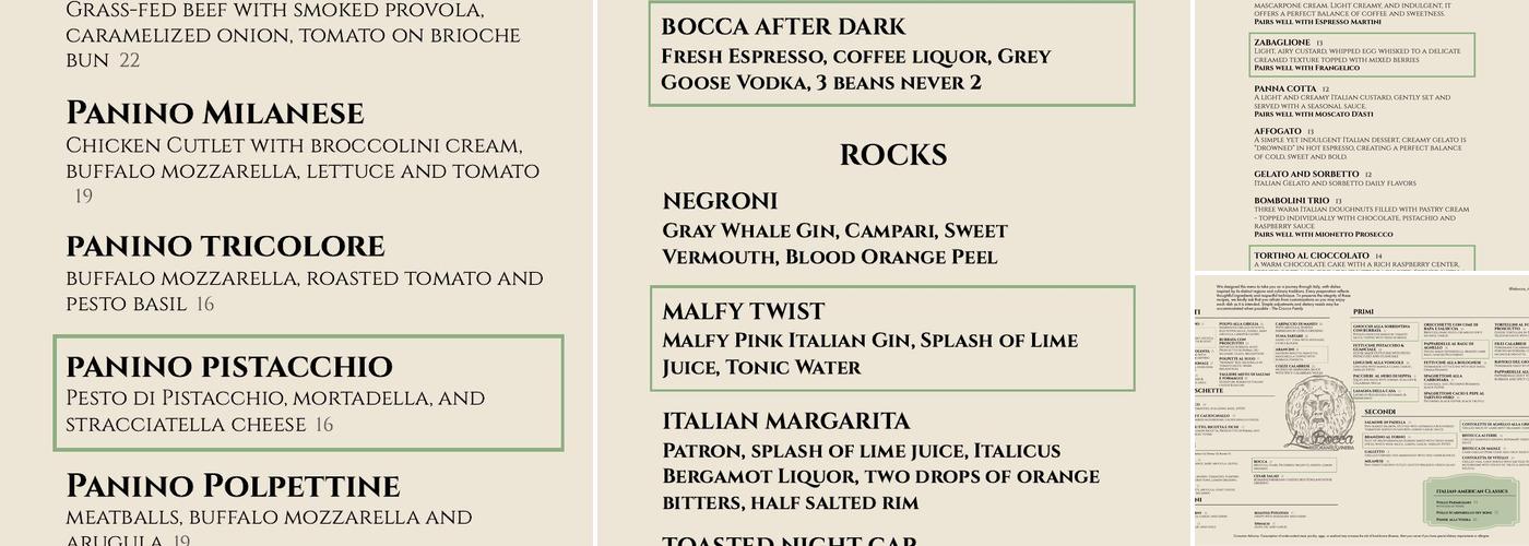 La Bocca Menu