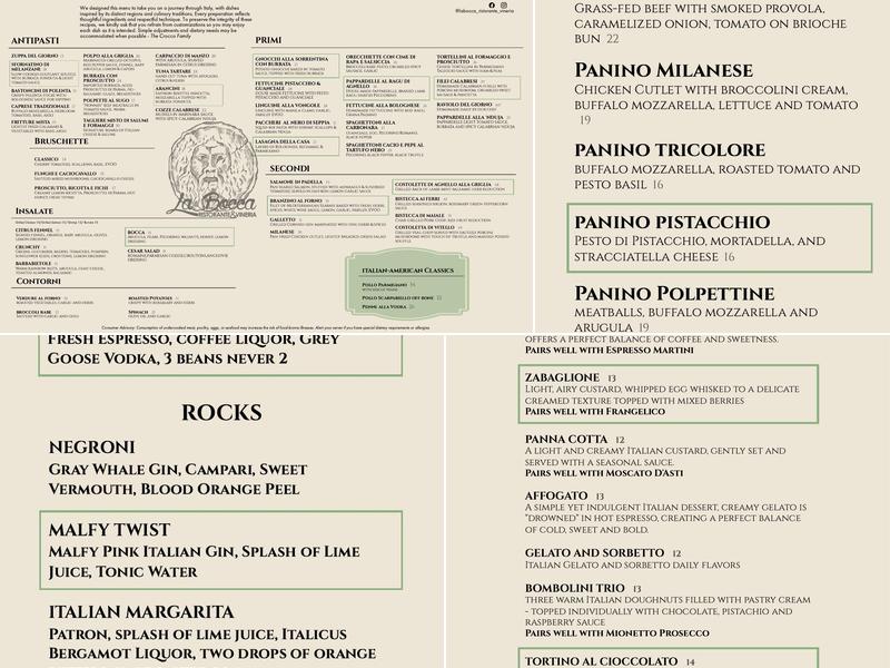 La Bocca Menu