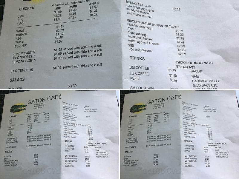 Gator Corner Menu