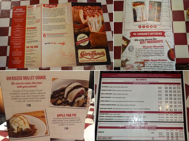 Giordano's Menu