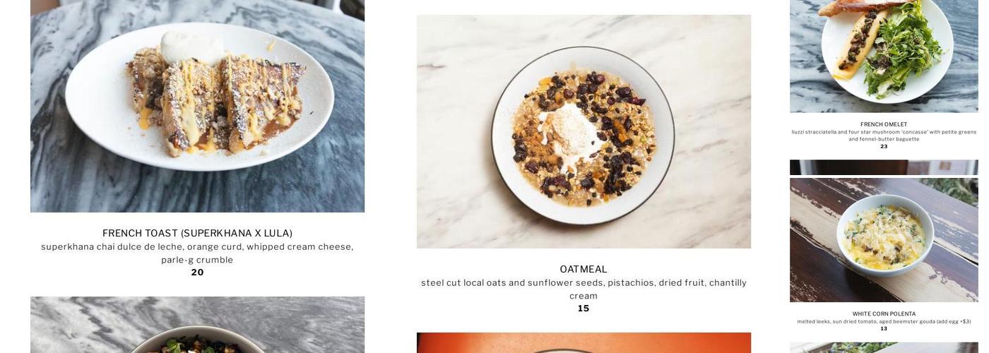 Lula Cafe Menu