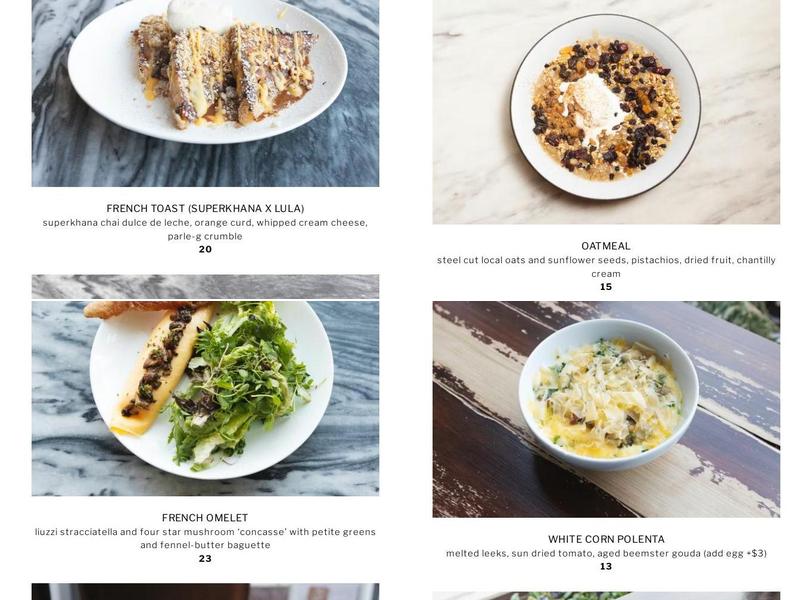 Lula Cafe Menu