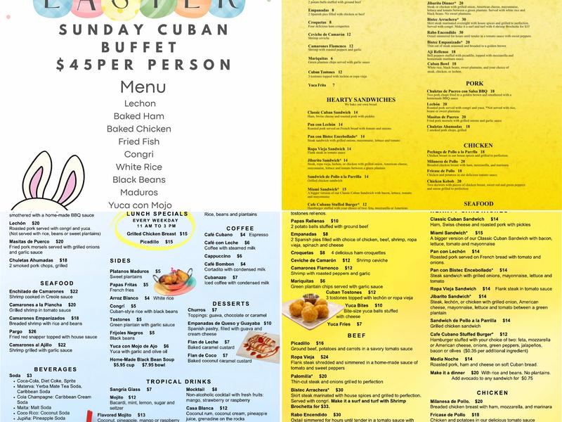 Cafe Cubano Menu
