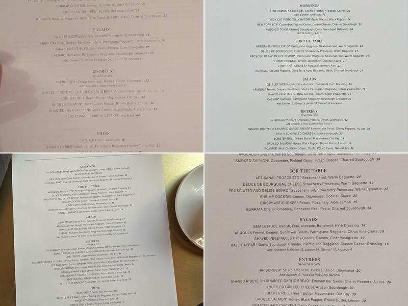 3 Arts Club Cafe at RH Chicago Menu
