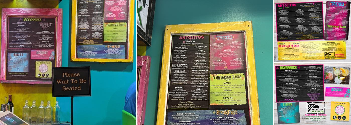 Hecho en Oak Park Menu
