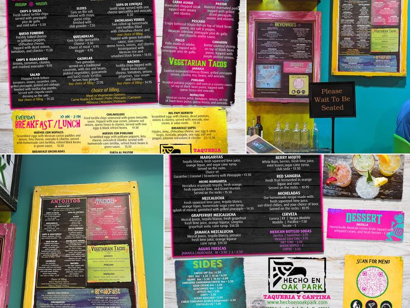 Hecho en Oak Park Menu