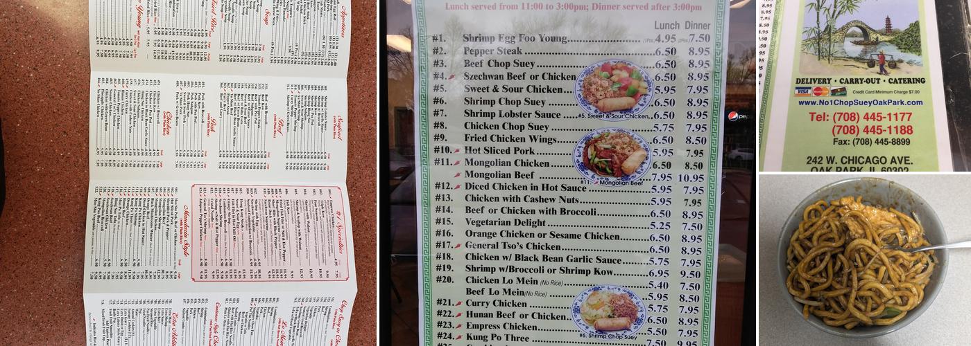 Number One Chop Suey Menu