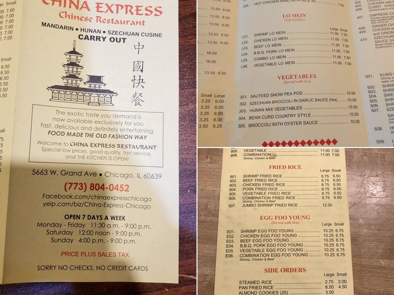 China Express Restaurant Menu