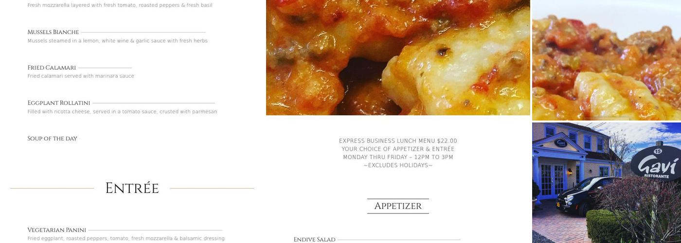 Gavi Restaurant Menu