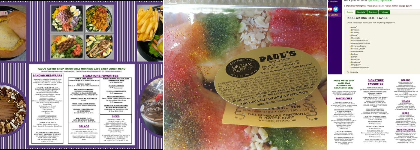 Paul's Pastry Shop Menu