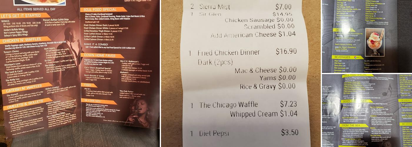 Chicago's Home of Chicken & Waffles Menu