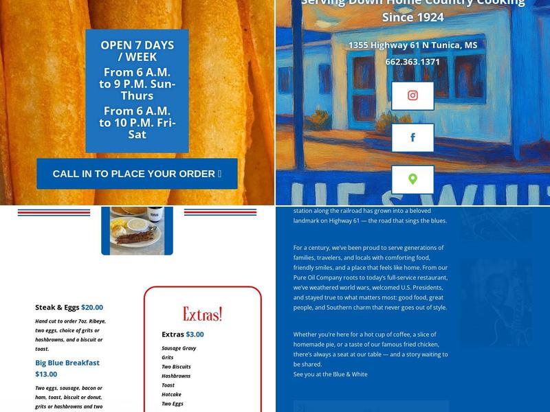Blue & White Menu