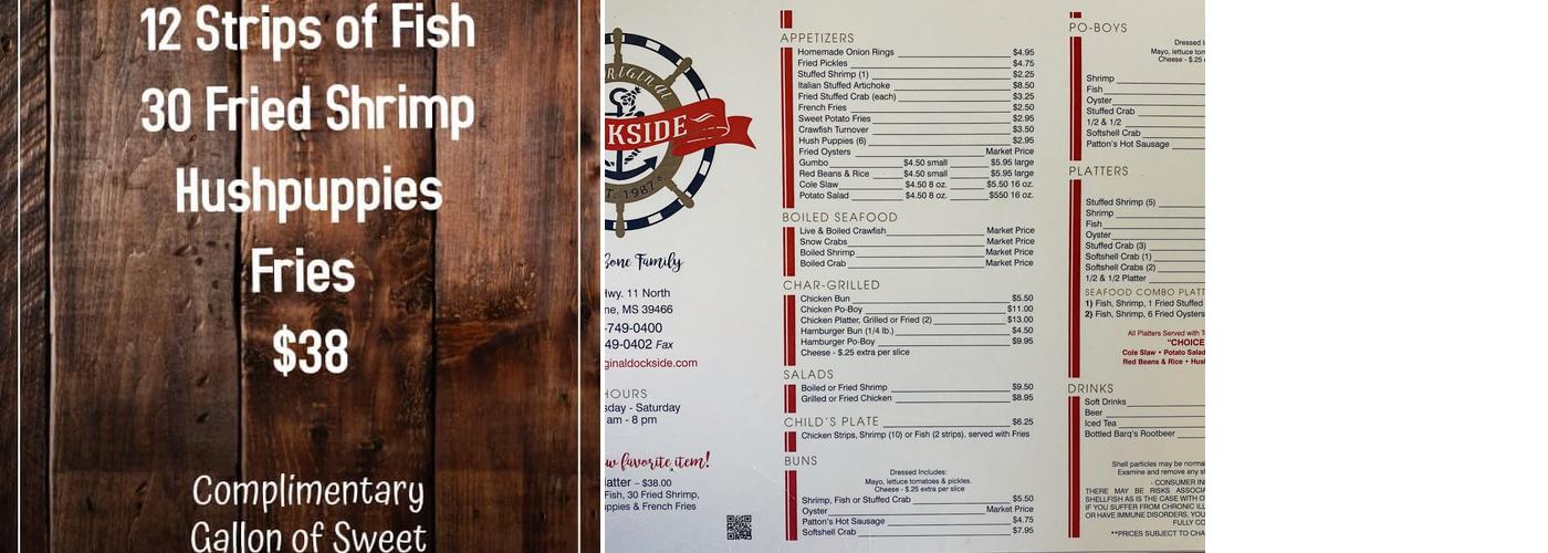 Dockside Seafood & Specialties, Inc Menu