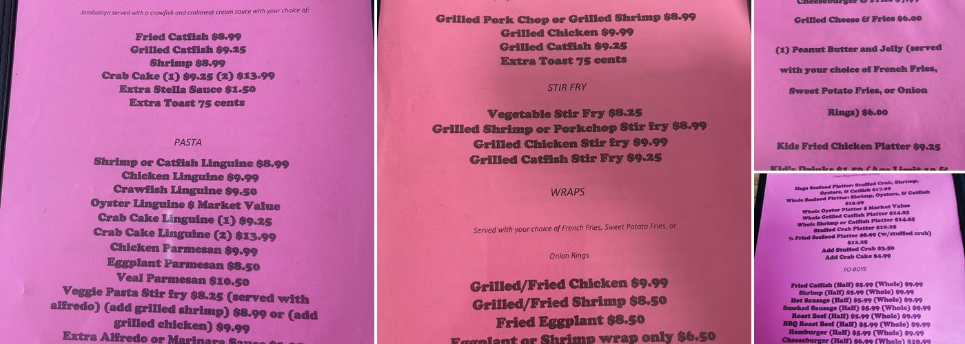 Two Sisters Creole Kitchen Menu