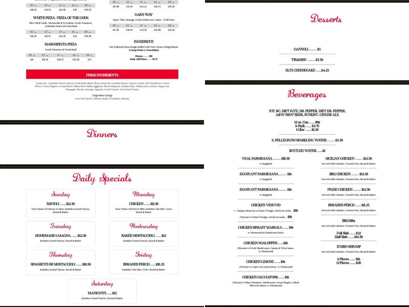 Mama Maria's Pizza Menu