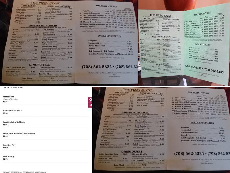 Perry's Pizza Joynt Menu