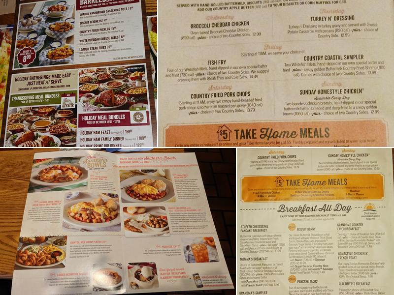 Cracker Barrel Old Country Store Menu
