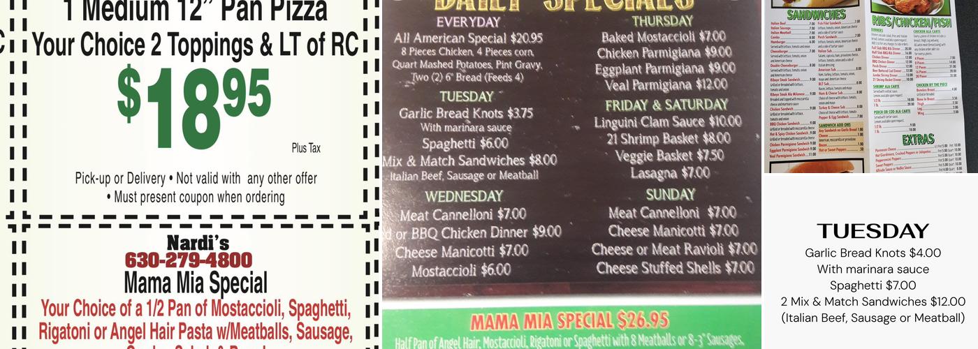 Nardi's Tower of Pizza Menu