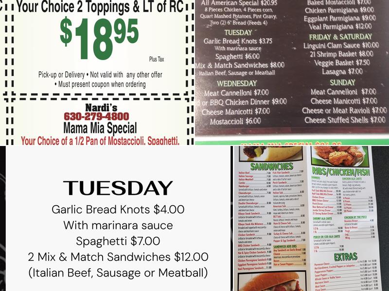 Nardi's Tower of Pizza Menu