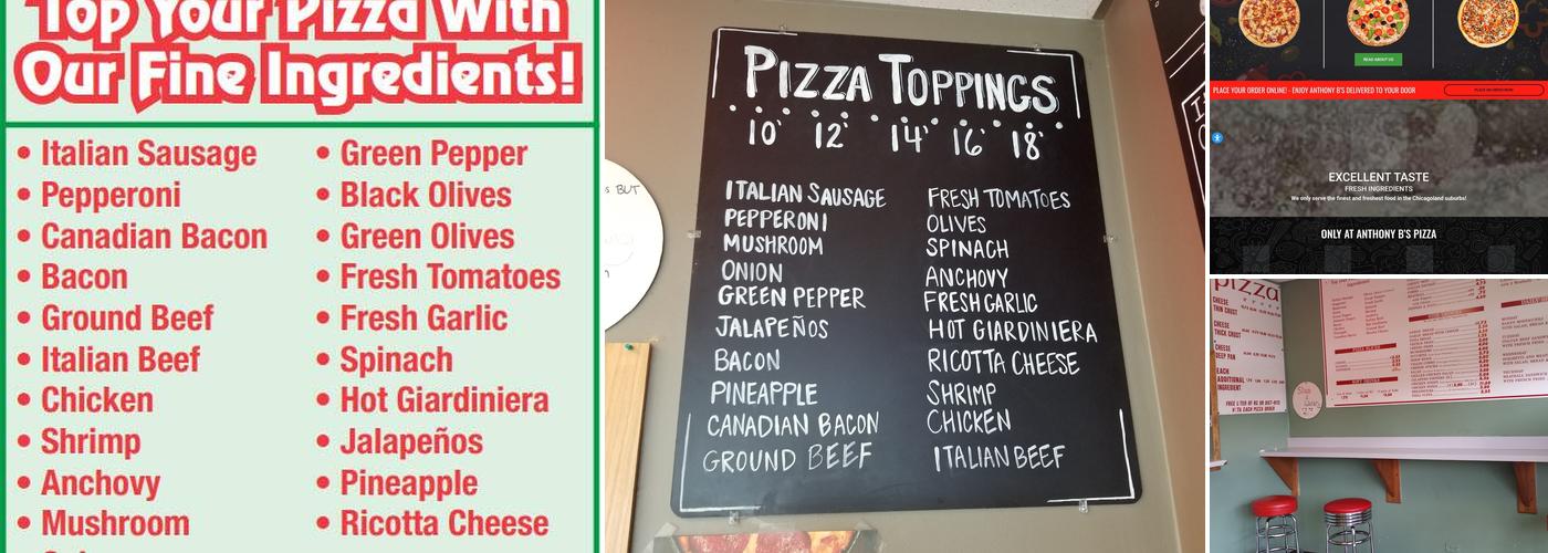 Anthony B's Pizza Menu