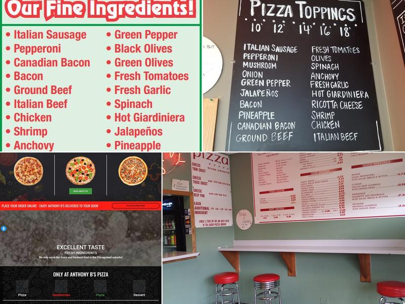 Anthony B's Pizza Menu