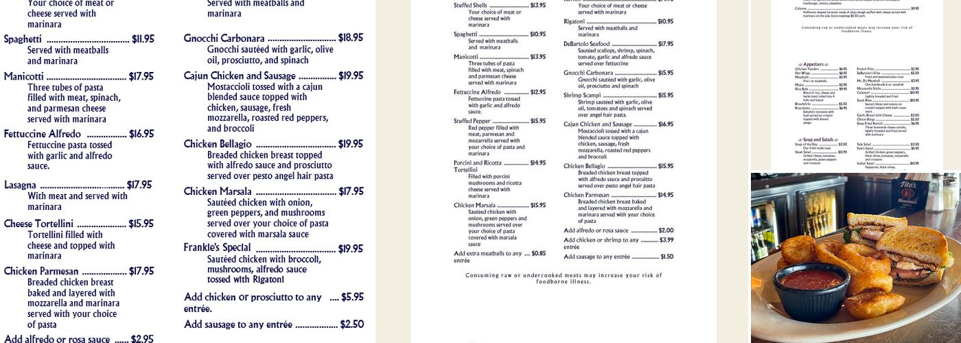 Frankie D's Vino & Pizzeria Menu